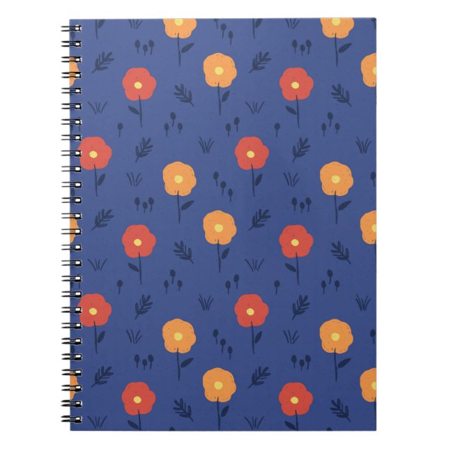 Purple Retro Flower Art Pattern Aesthetic Flower Notebook (Front)