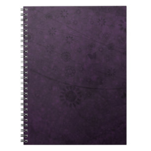 Purple Retro Flowers and Butterflies Abstract Notebook