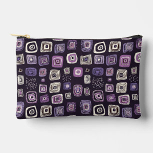 Purple Retro Geometric Pattern Accessory Pouch