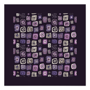 Purple Retro Geometric Pattern Poster