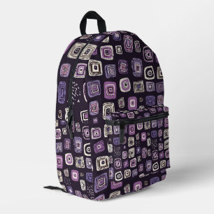 Purple Retro Geometric Pattern Printed Backpack