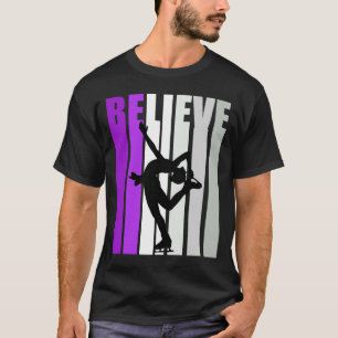 Purple Retro Girls Birthday Ice Skates Skating Que T-Shirt