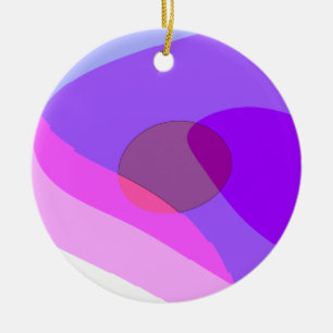 Purple Retro Groovy Abstract 409  Ceramic Ornament