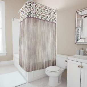 Purple Retro Modern Polka Dots Shower Curtain