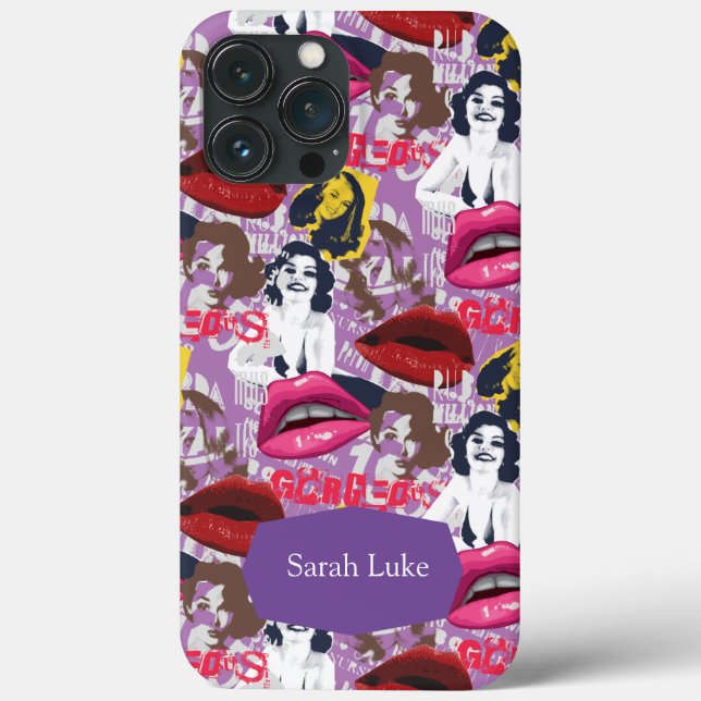 Purple Retro Pinup Collage Case-Mate iPhone Case (Back)