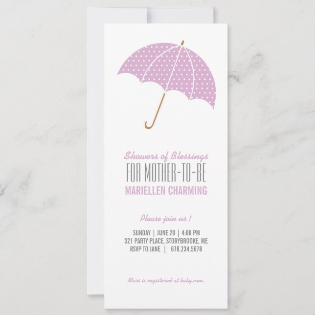 purple retro polka dot BABY SHOWER sprinkle Invitation (Front)