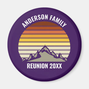 Purple Retro Sunset Mountain Customised Magnet