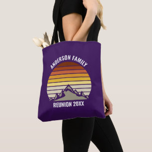 Purple Retro Sunset Mountain Personalised Tote Bag