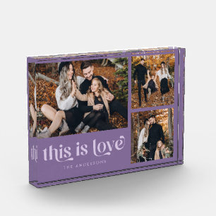 Purple Retro This is Love Collage Photo Block