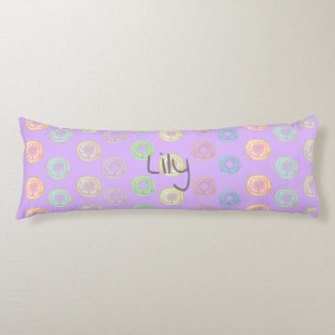 Purple Reversible Custom Name Doughnut Body Pillow