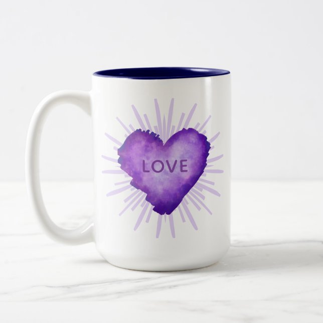 Purple Revolution with LOVE Two-Tone Coffee Mug (Left)