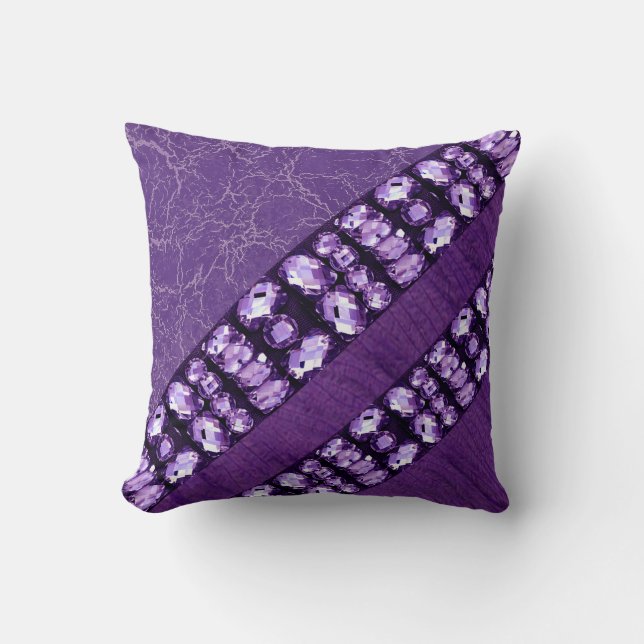 Purple Rhinestone & Feather Matcing Set Pillow (Front)