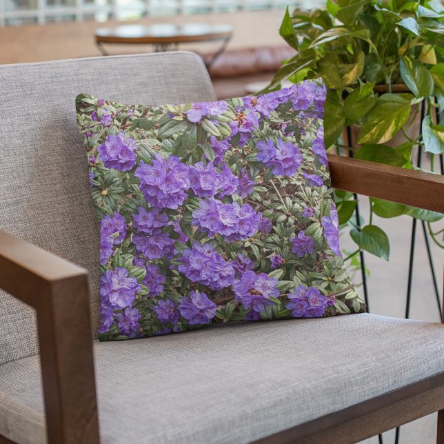 Purple Rhododendron Blooms Floral Cushion (In Situ Patio)