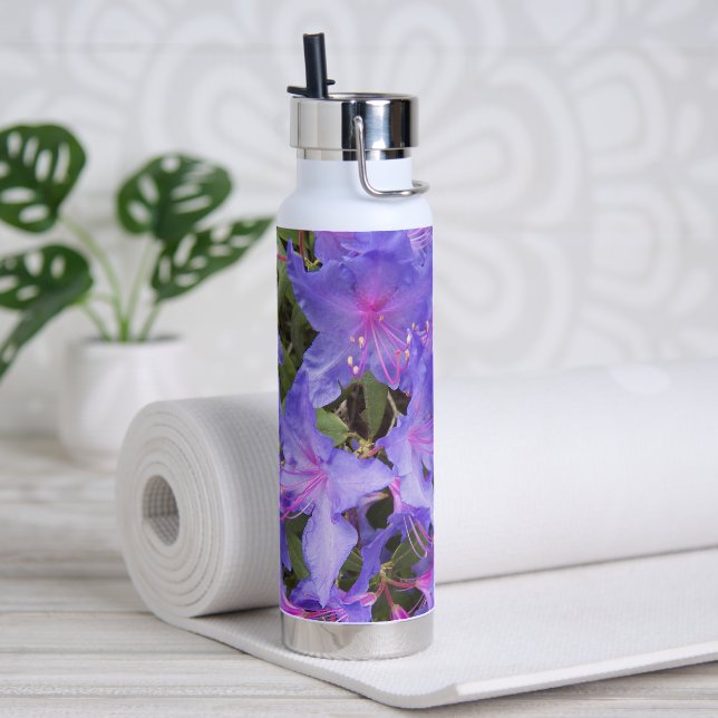 Purple Rhododendron Blooms Floral Water Bottle (Yoga)