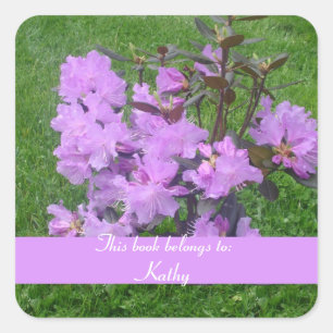 Purple Rhododendron Bookplate Sticker
