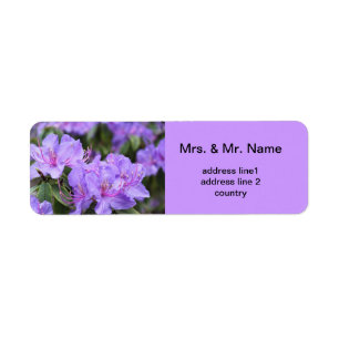 purple rhododendron flowers return address label