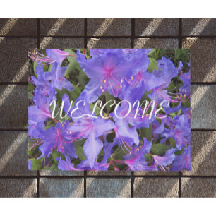 Purple Rhododendron Flowers Welcome Doormat