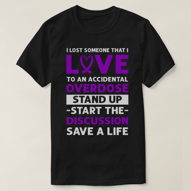 Purple Ribbon. Accidental Overdose Awareness.   T-Shirt (Design Front)