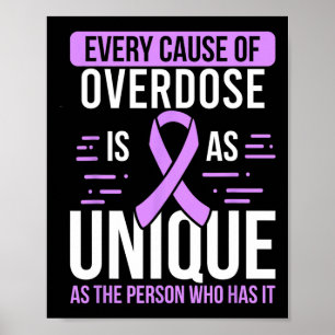 Purple Ribbon Addiction Unique Cause Overdose Awar Poster