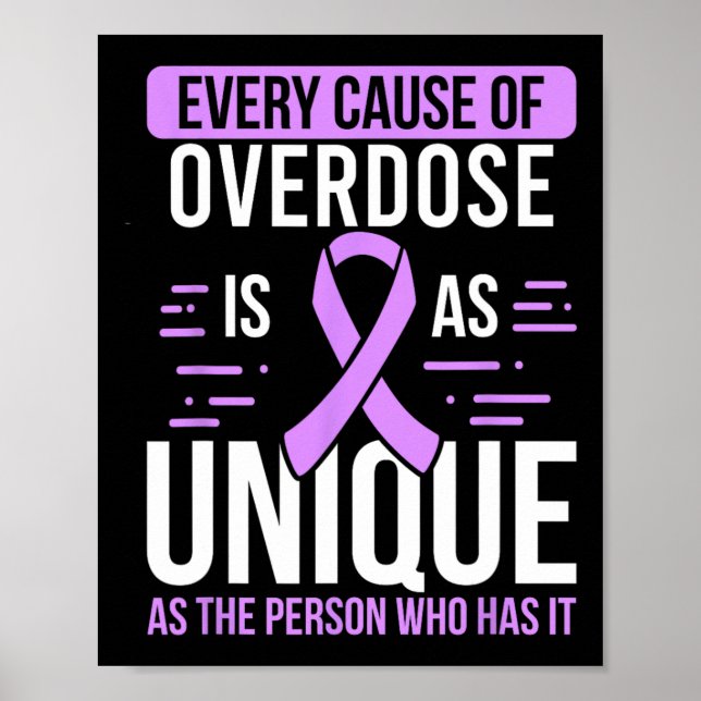 Purple Ribbon Addiction Unique Cause Overdose Awar Poster (Front)