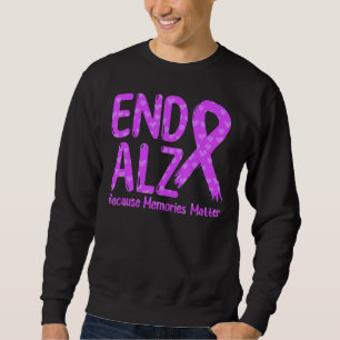 Purple Ribbon Alzheimer Awareness End Alz Memories Sweatshirt