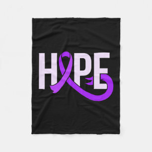 Purple Ribbon Alzheimerheimer's Disease Awareness  Fleece Blanket