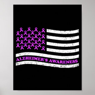 Purple Ribbon Alzheimers Awareness Disease Usa Poster