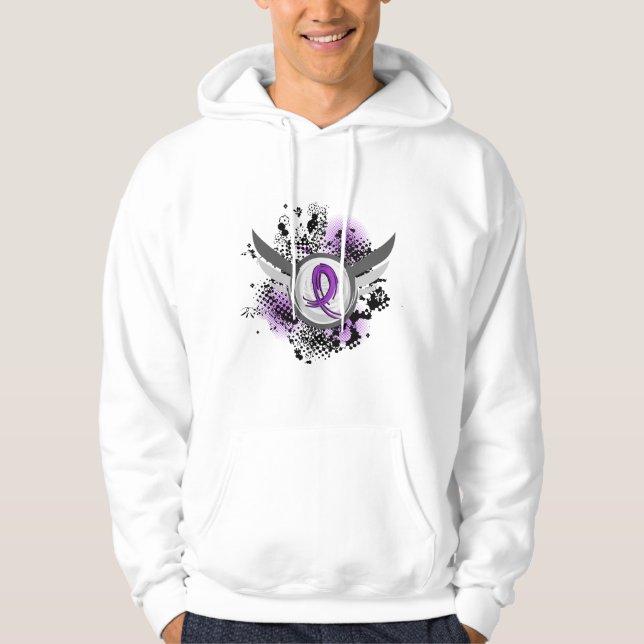 Purple Ribbon And Wings Chiari Malformation Hoodie (Front)