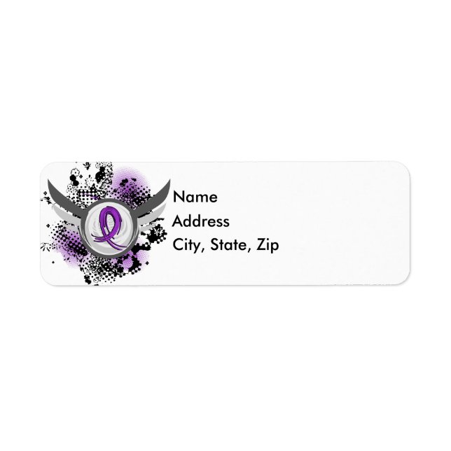 Purple Ribbon And Wings Epilepsy Return Address Label (Front)
