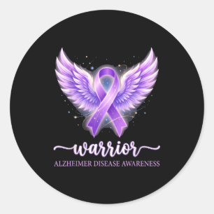 Purple ribbon angel wings alzheimer’s awareness classic round sticker