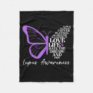 Purple Ribbon Awareness Butterfly Lupus Warrior Fleece Blanket