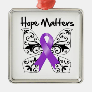 Purple Ribbon Awareness Hope Matters Metal Tree Decoration
