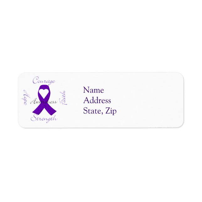 Purple Ribbon  Awareness Ribbon labels (Front)