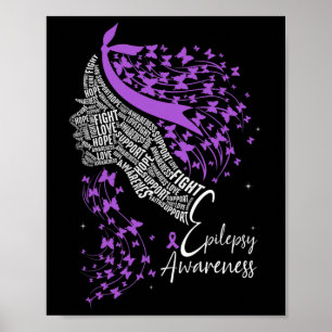 Purple Ribbon Butterfly Epilepsy Awareness Poster