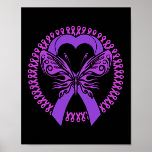 Purple Ribbon Butterfly - Fibromyalgia Awareness 2 Poster