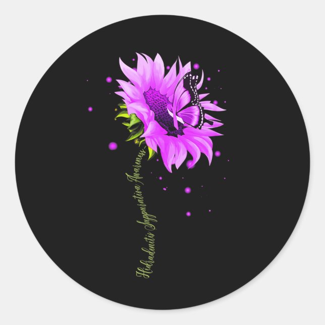 Purple Ribbon Butterfly Overdose Awareness Women W Classic Round Sticker (Front)