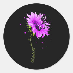 Purple Ribbon Butterfly Overdose Awareness Women W Classic Round Sticker
