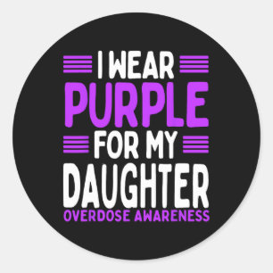 Purple Ribbon Children Kid Overdose Awareness Son Classic Round Sticker