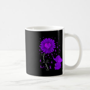 Purple Ribbon Daisy Flower Elephant Overdose Aware Coffee Mug