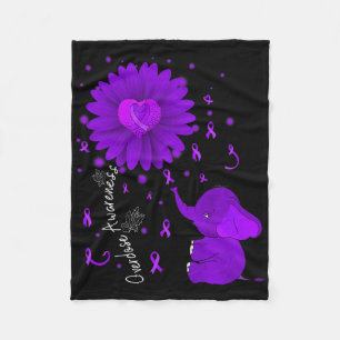 Purple Ribbon Daisy Flower Elephant Overdose Aware Fleece Blanket
