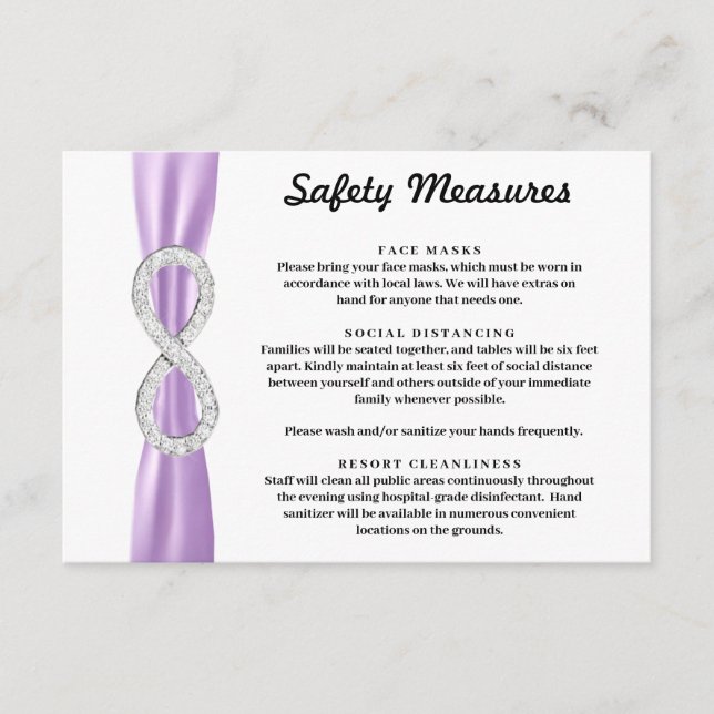 Purple Ribbon Diamond Infinity Safety Measures Enclosure Card (Front)