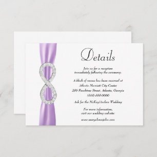 Purple Ribbon Diamond Infinity Wedding Details Enclosure Card