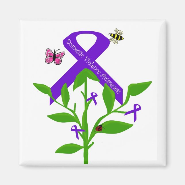 Purple ribbon  Domestic Violence Awareness magnet (Front)