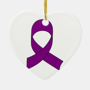 Purple Ribbon Drawing Ceramic Tree Decoration