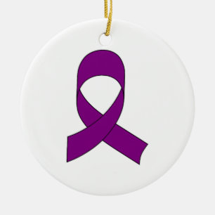 Purple Ribbon Drawing Ceramic Tree Decoration