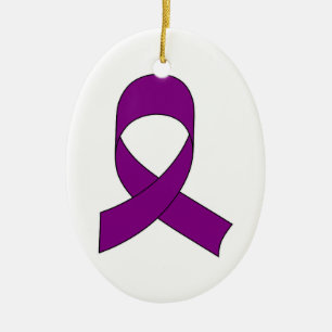 Purple Ribbon Drawing Ceramic Tree Decoration