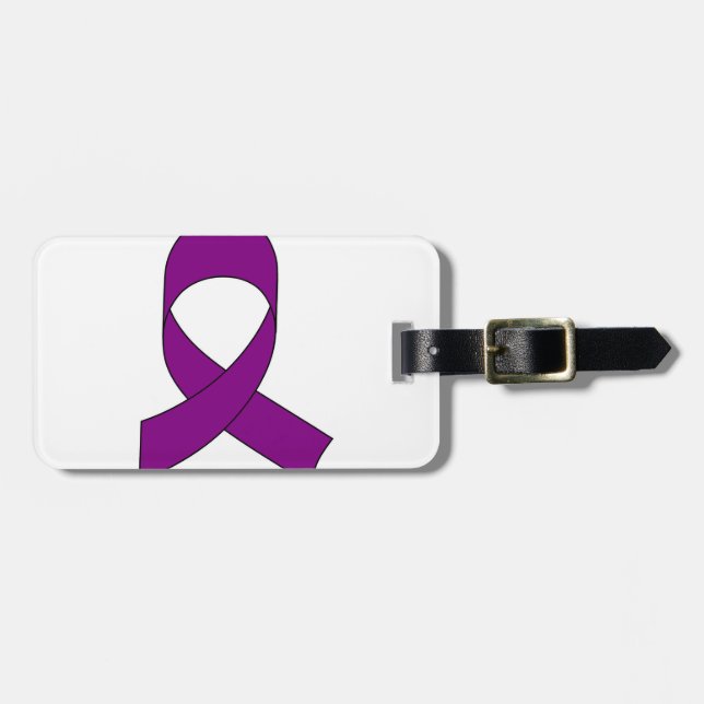 Purple Ribbon Drawing Luggage Tag (Front Horizontal)