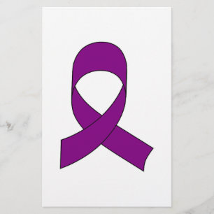 Purple Ribbon Drawing Stationery