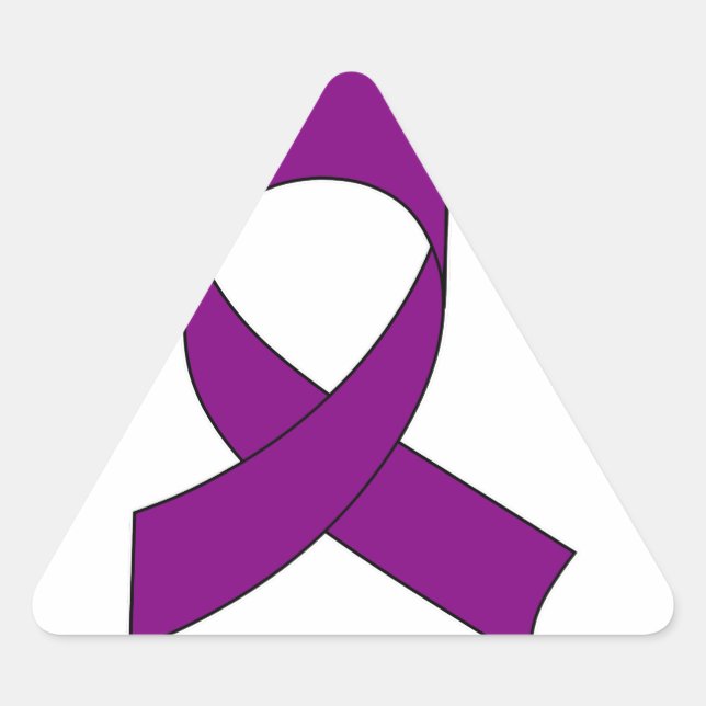 Purple Ribbon Drawing Triangle Sticker (Front)