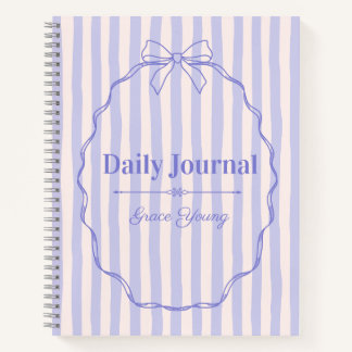 Purple Ribbon Elegant Personalized Name Custom Notebook